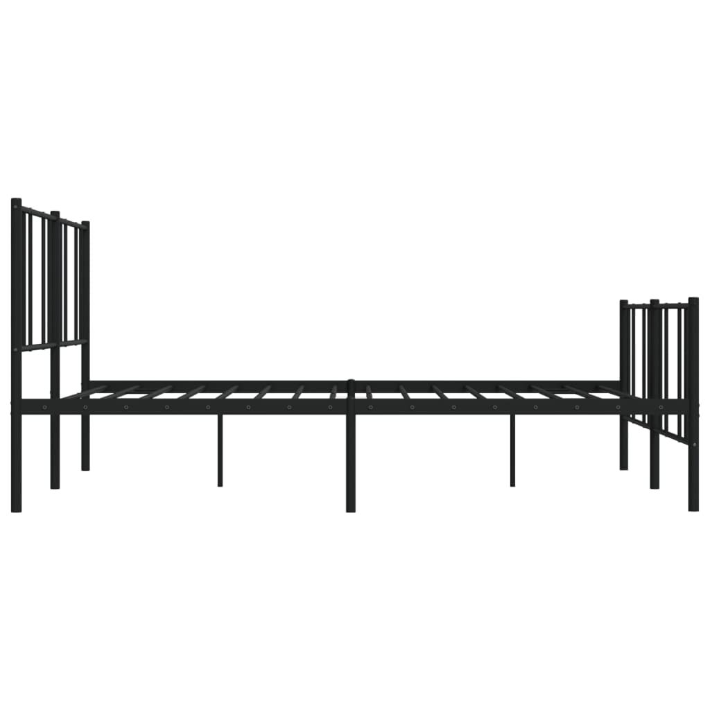 vidaXL Cadre de lit métal sans matelas avec pied de lit noir 200x200cm