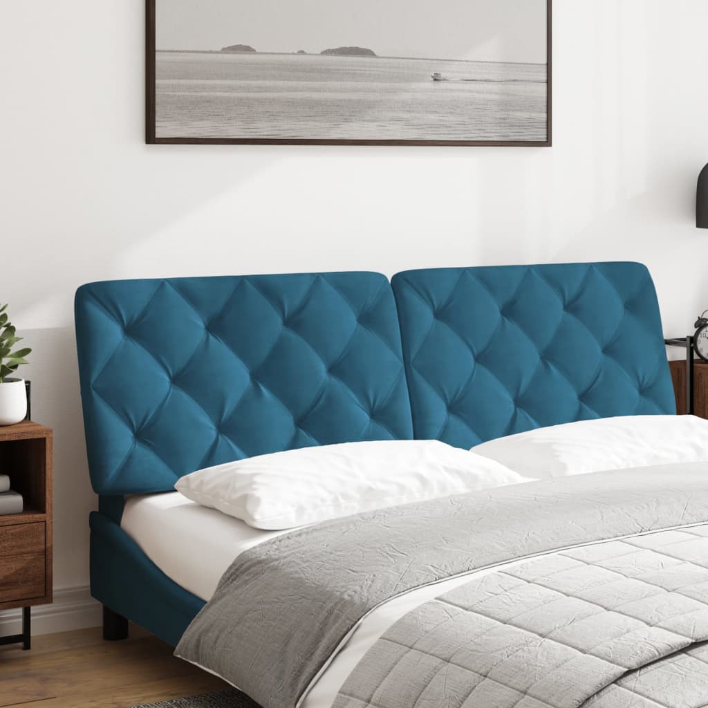 vidaXL Coussin de tête de lit bleu 160 cm velours