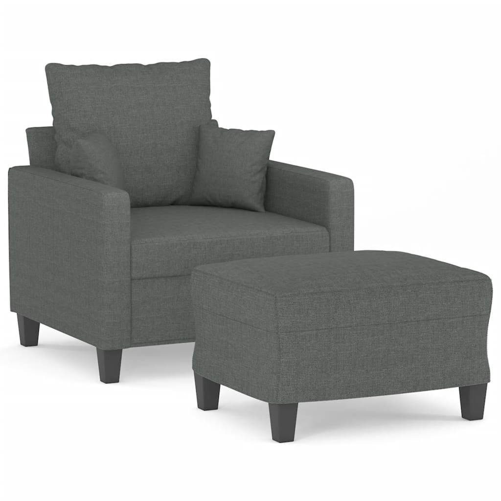 vidaXL Fauteuil avec repose-pied Gris foncé 60 cm Tissu