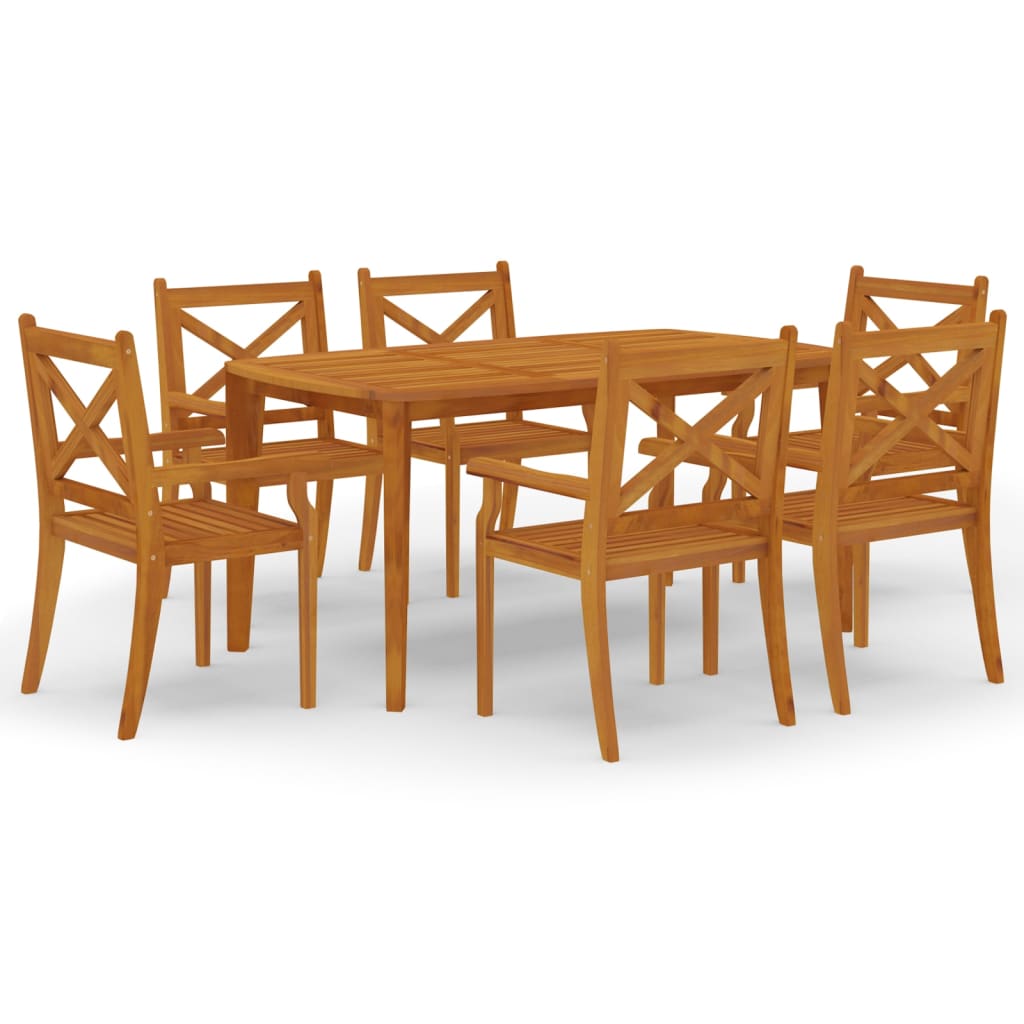 vidaXL Ensemble à manger de jardin 7 pcs Bois d'acacia solide