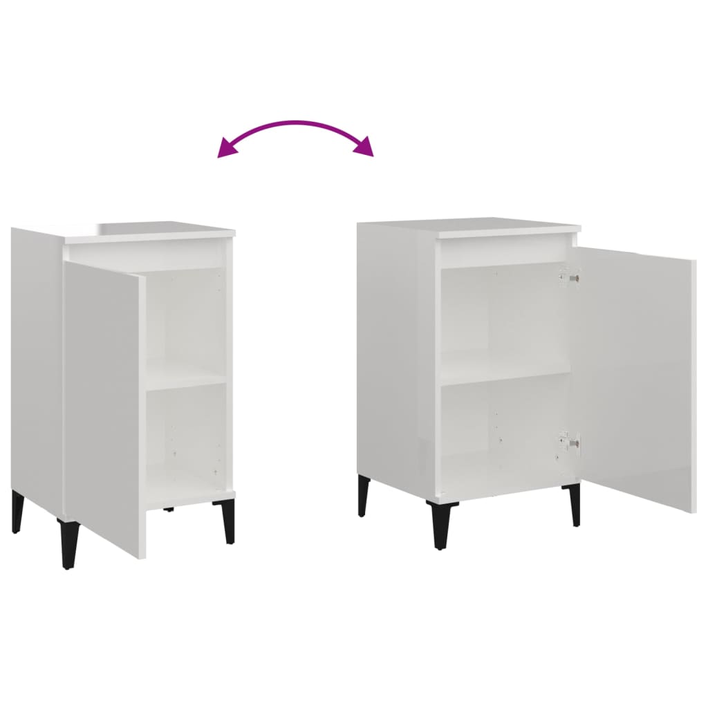 vidaXL Tables de chevet 2pcs blanc brillant 40x35x70cm bois ingénierie