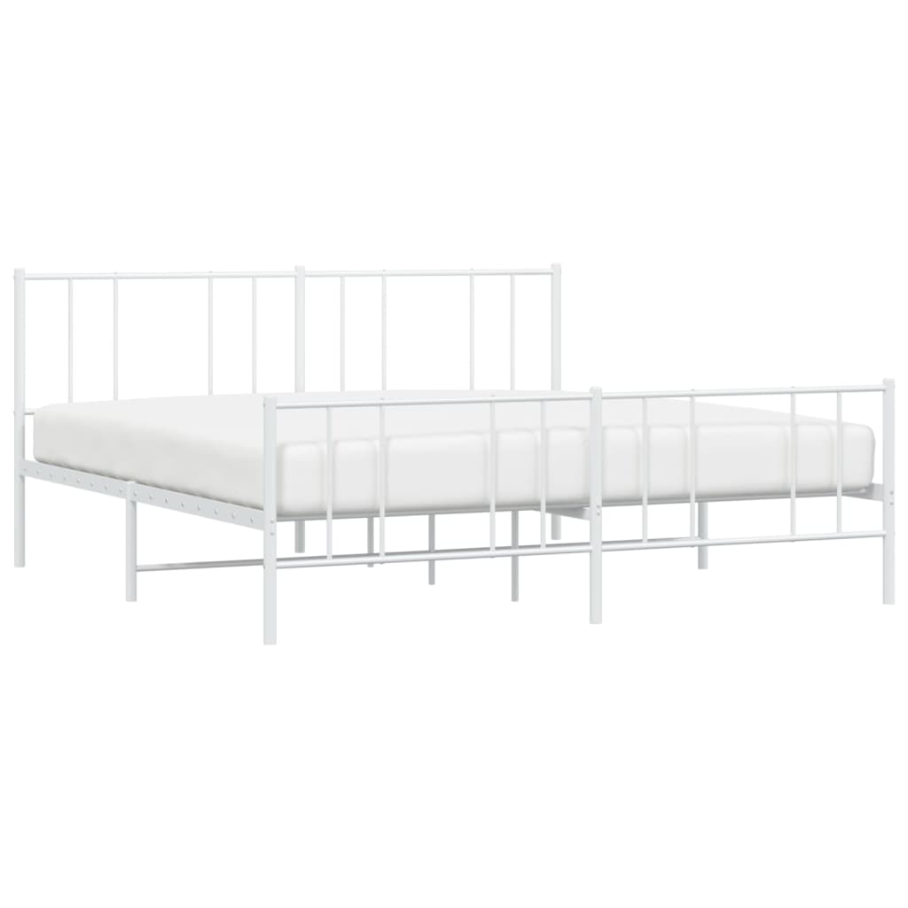 vidaXL Cadre de lit métal sans matelas et pied de lit blanc 193x203 cm