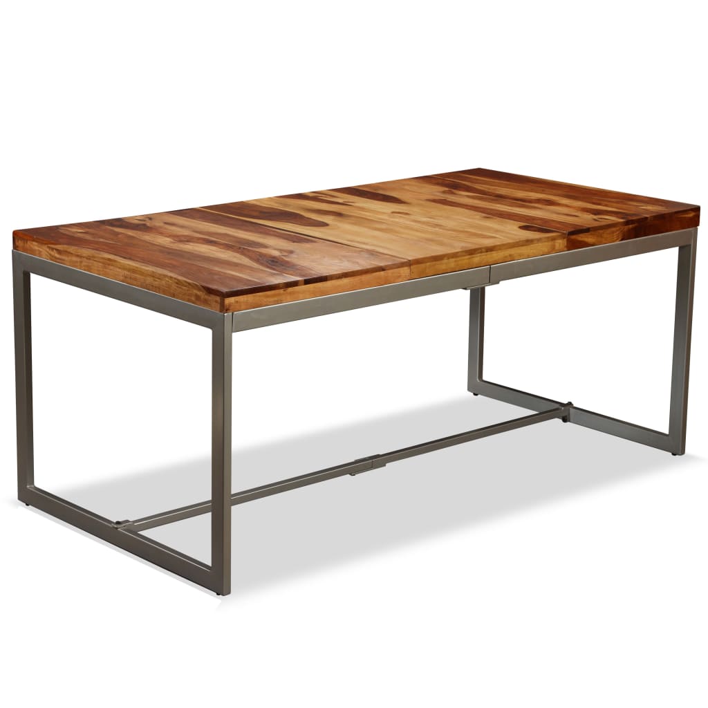 vidaXL Table de salle à manger Bois massif de Sesham et acier 180 cm