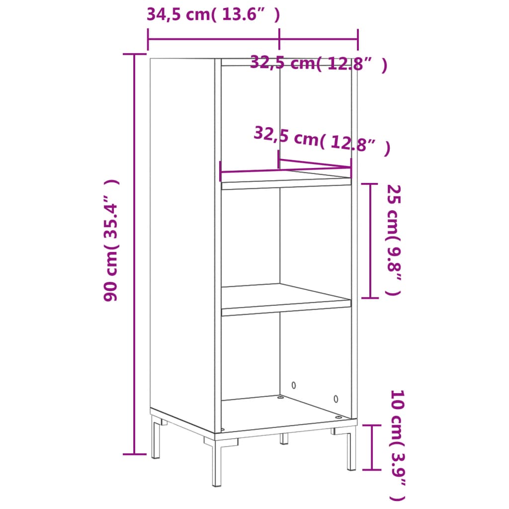 vidaXL Buffet blanc 34,5x32,5x90 cm bois d'ingénierie