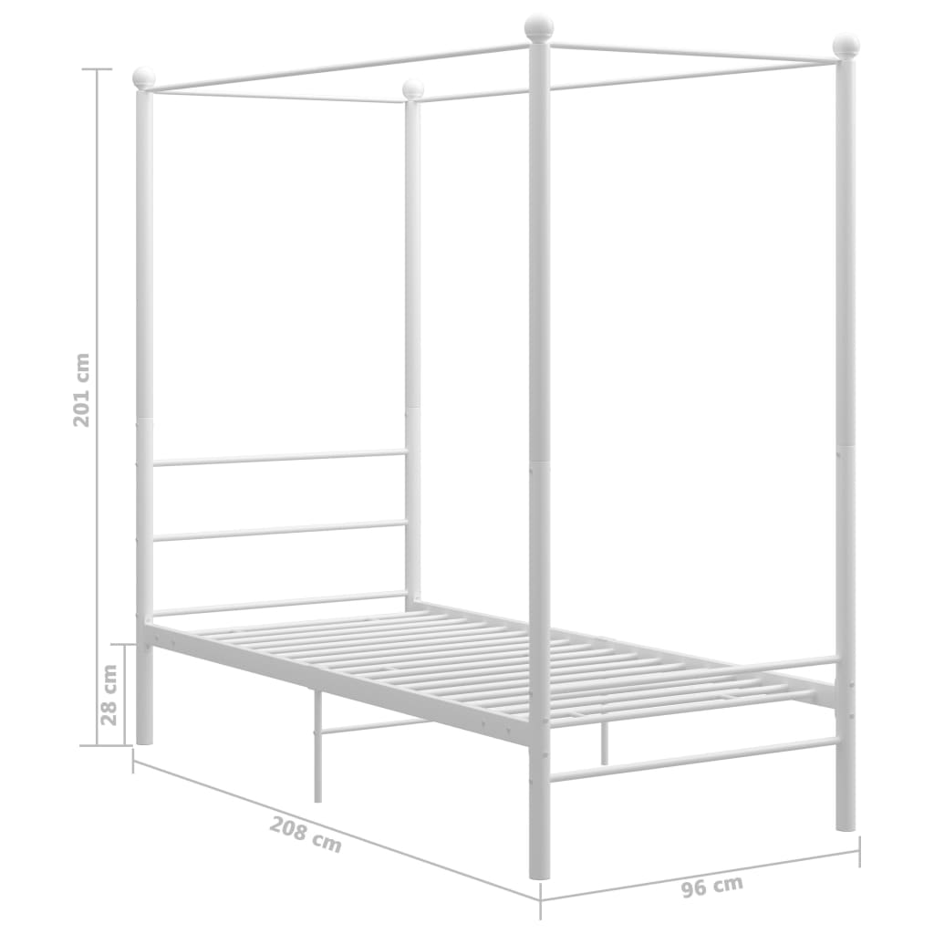 vidaXL Cadre de lit à baldaquin sans matelas blanc métal 90x200 cm