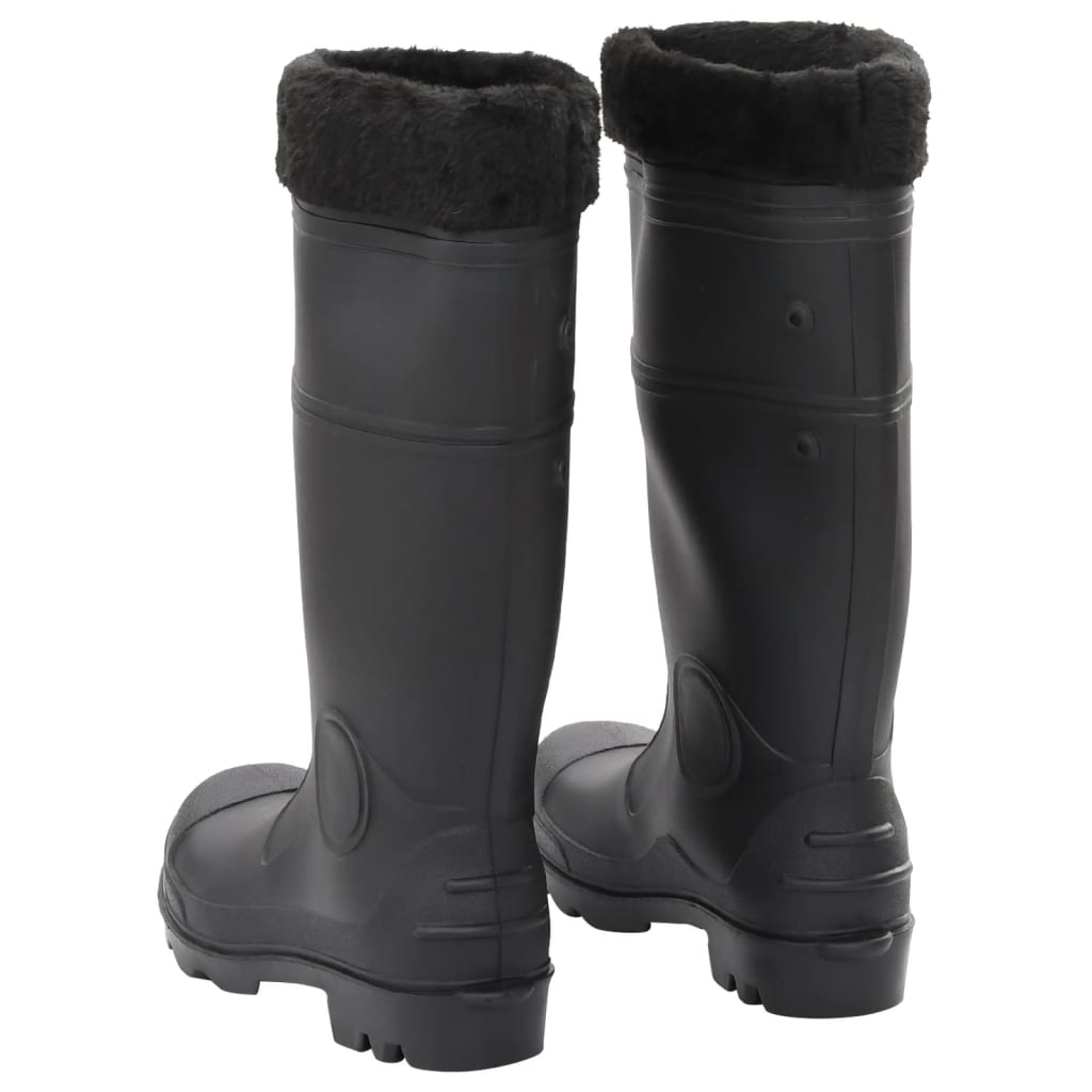 vidaXL Bottes de pluie avec chaussettes amovibles noir taille 40 PVC