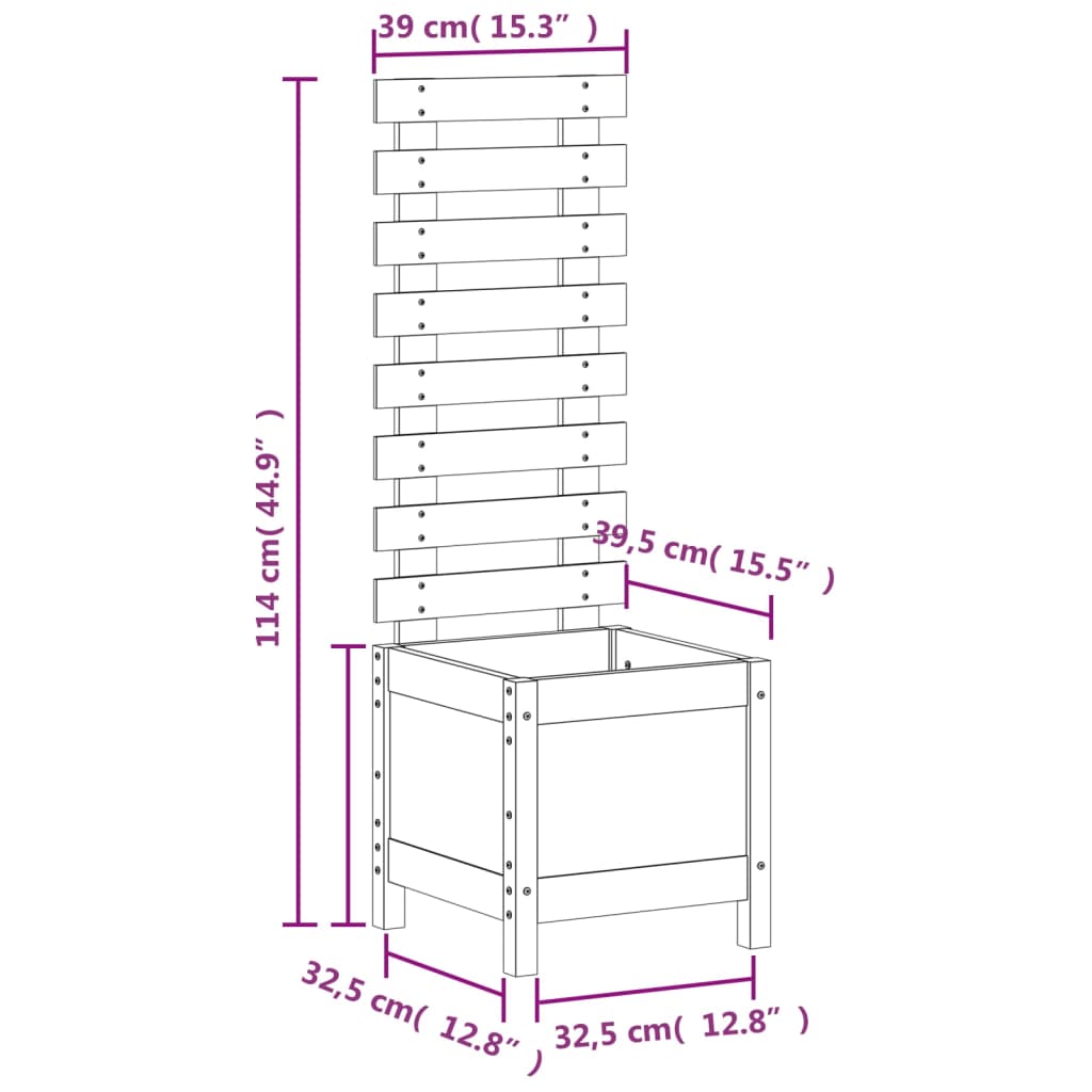 vidaXL Jardinière avec support 39x39,5x114 cm bois de pin massif