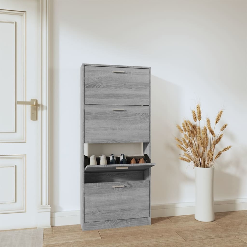 vidaXL Armoire à chaussures Sonoma gris 59x17x150 cm Bois d'ingénierie