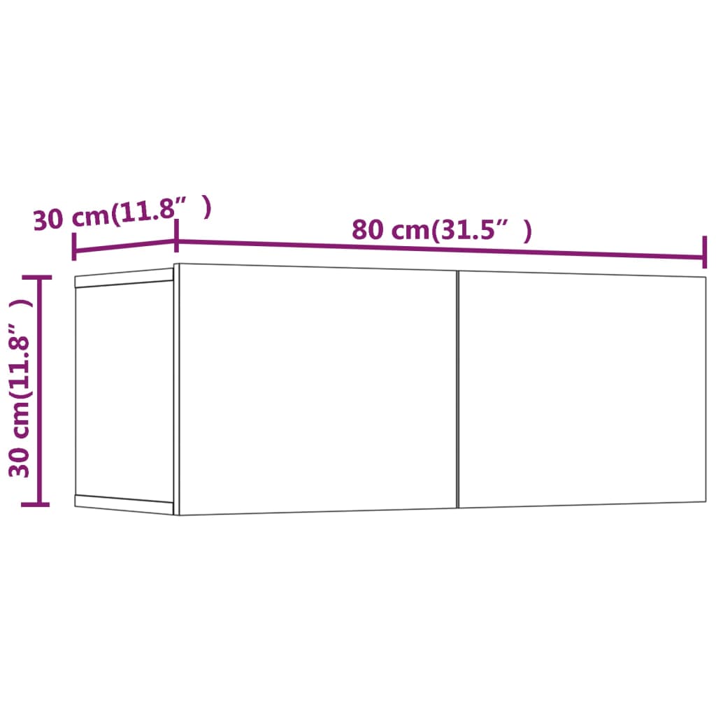 vidaXL Meubles TV 2 pcs Blanc brillant 80x30x30 cm Bois d'ingénierie