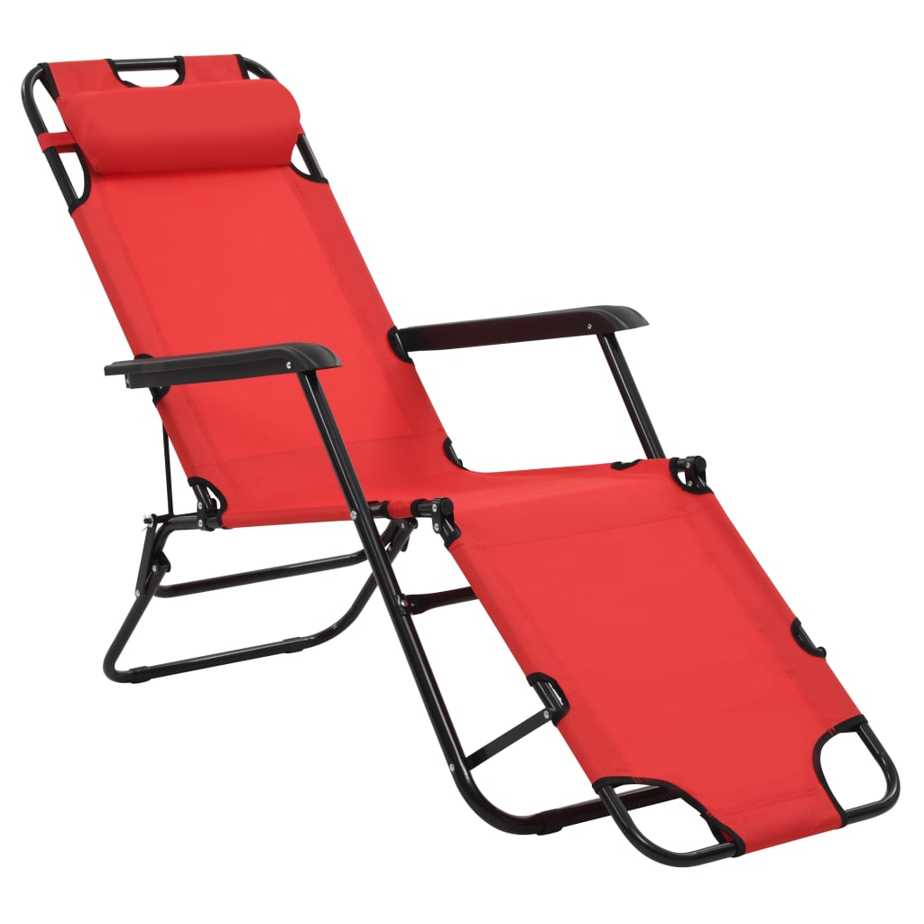 vidaXL Chaises longues pliables 2 pcs avec repose-pied Acier Rouge