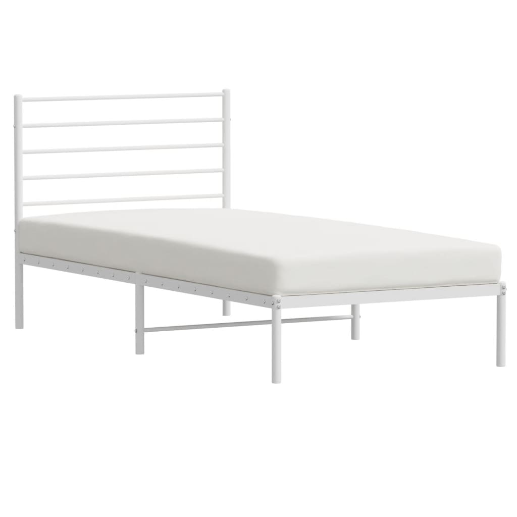 vidaXL Cadre de lit métal sans matelas et tête de lit blanc 100x190 cm