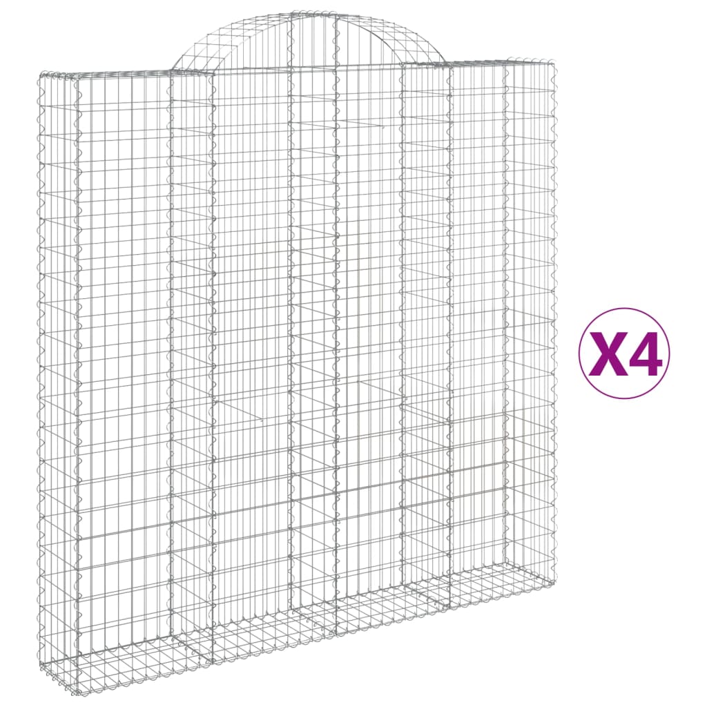 vidaXL Paniers à gabions arqués 4 pcs 200x30x200/220 cm fer galvanisé