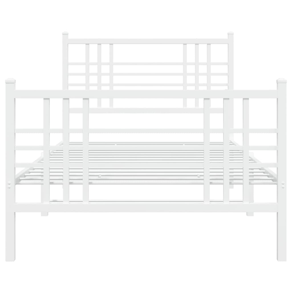 vidaXL Cadre de lit métal sans matelas et pied de lit blanc 100x190 cm