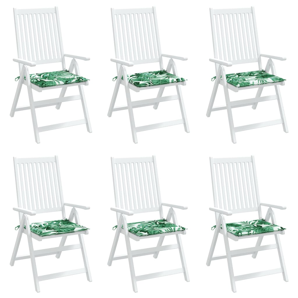vidaXL Coussins de chaise lot de 6 motif de feuilles 40x40x3 cm tissu