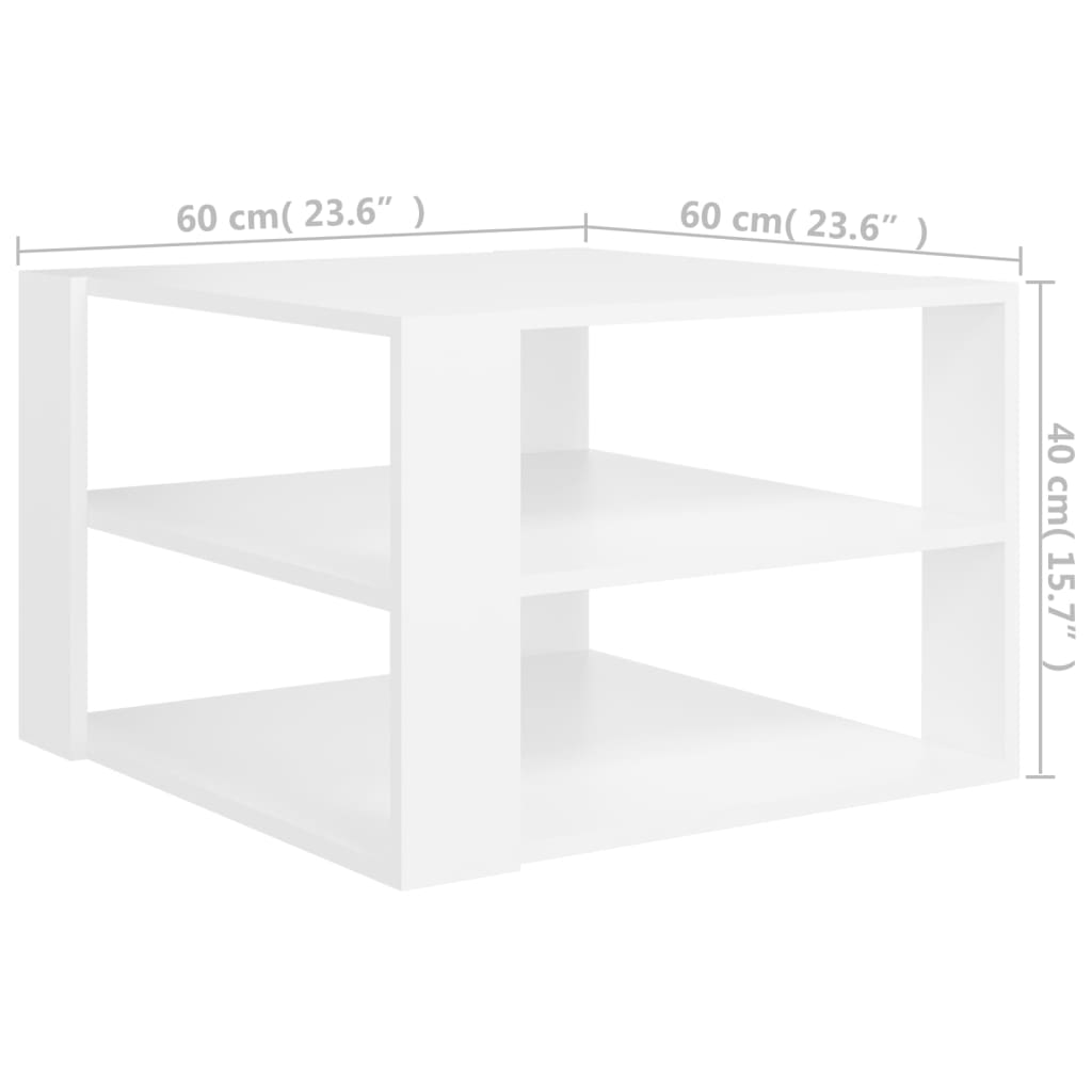 vidaXL Table basse Blanc 60x60x40 cm Aggloméré