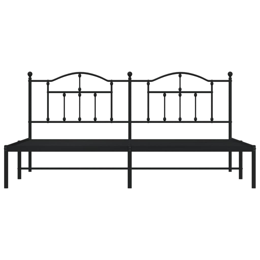 vidaXL Cadre de lit métal sans matelas avec tête de lit noir 193x203cm