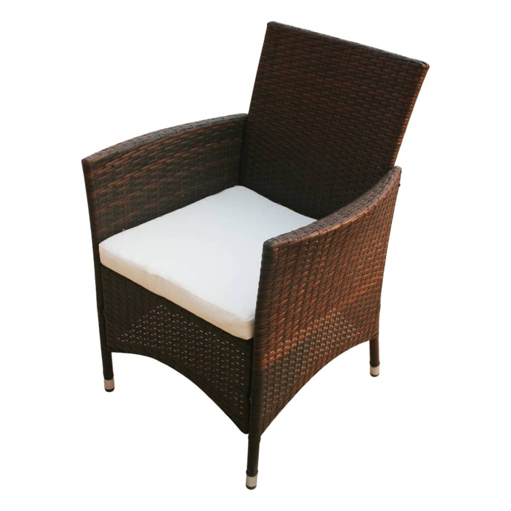 vidaXL Mobilier à dîner jardin 5 pcs et coussins Résine tressée Marron