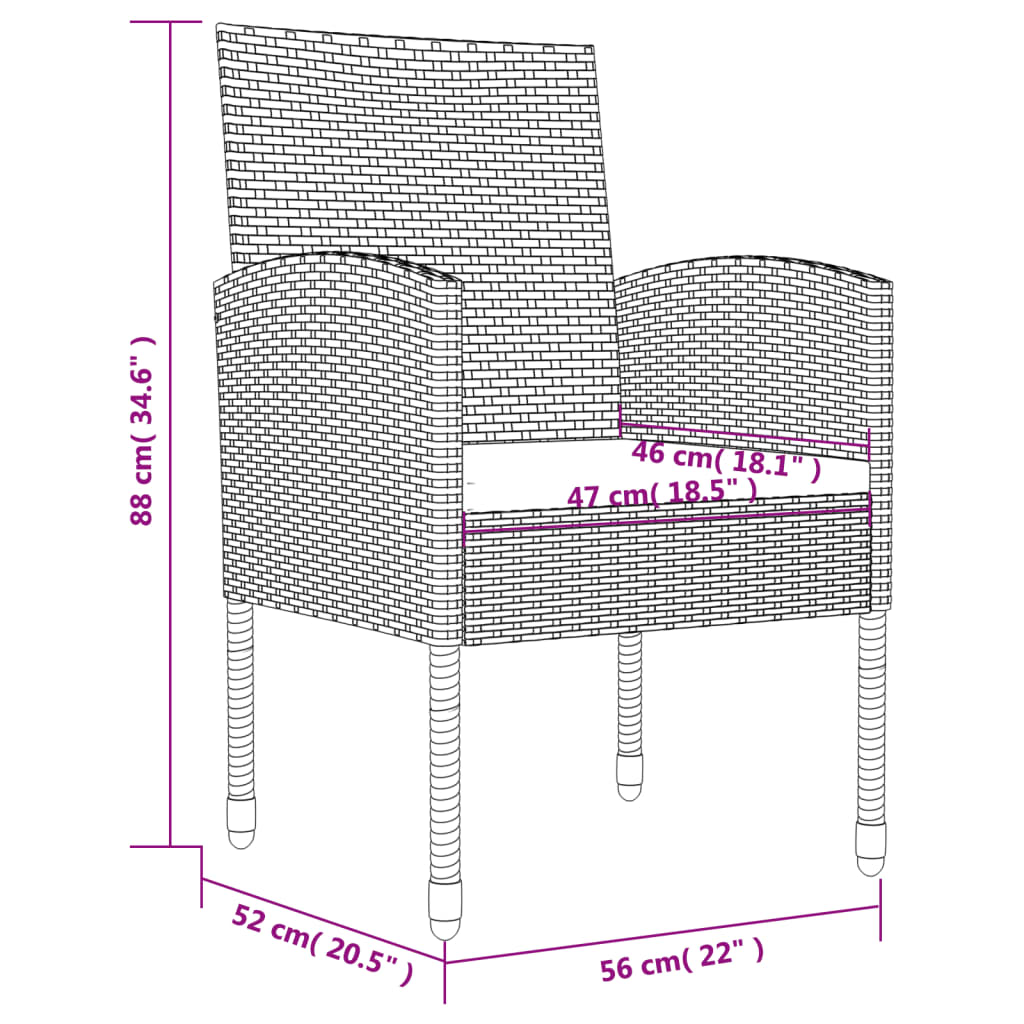 vidaXL Ensemble à manger de jardin 9 pcs noir résine tressée et acier