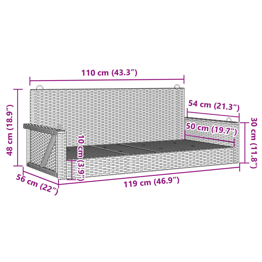 vidaXL Balancelle beige 119x56x48 cm résine tressée