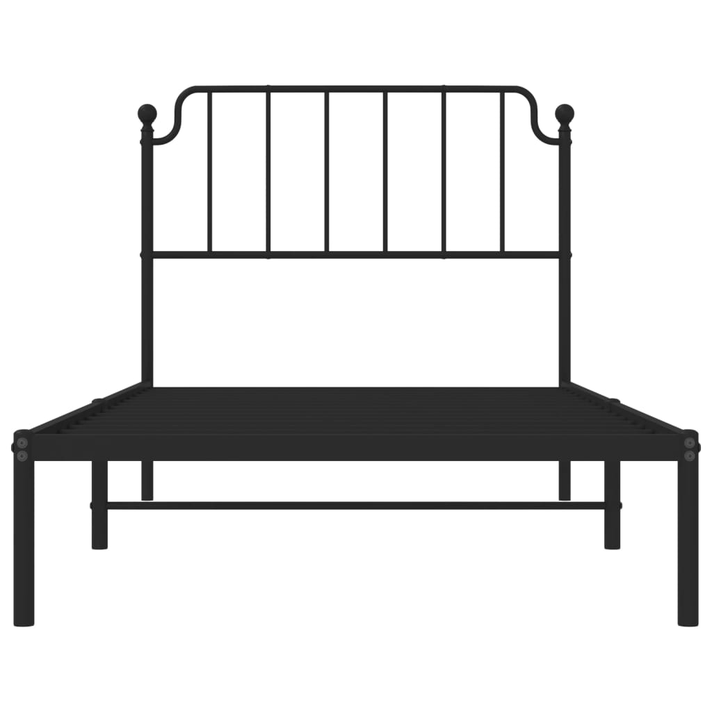 vidaXL Cadre de lit métal sans matelas avec tête de lit noir 100x190cm