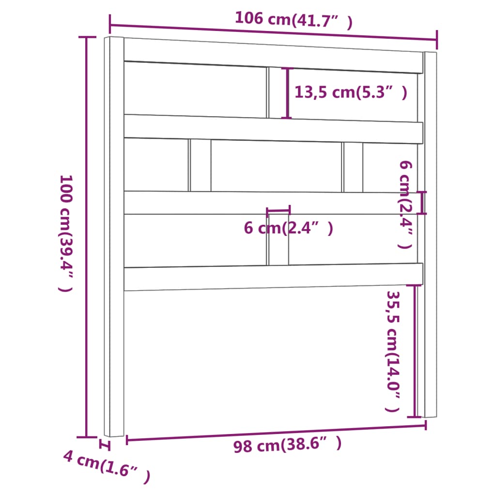 vidaXL Tête de lit 106x4x100 cm Bois massif de pin