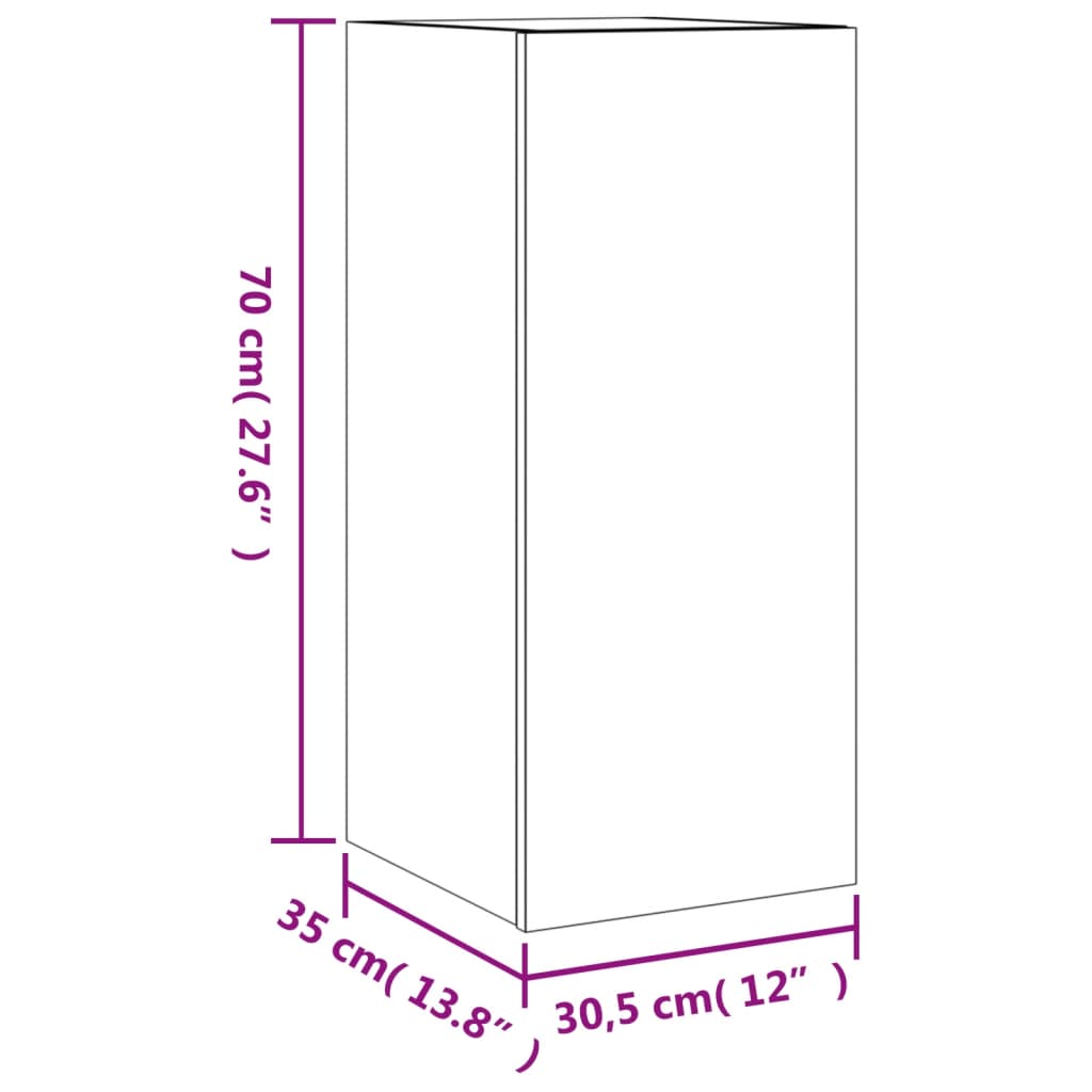 vidaXL Meubles TV muraux et lumières LED 2pcs sonoma gris 30,5x35x70cm