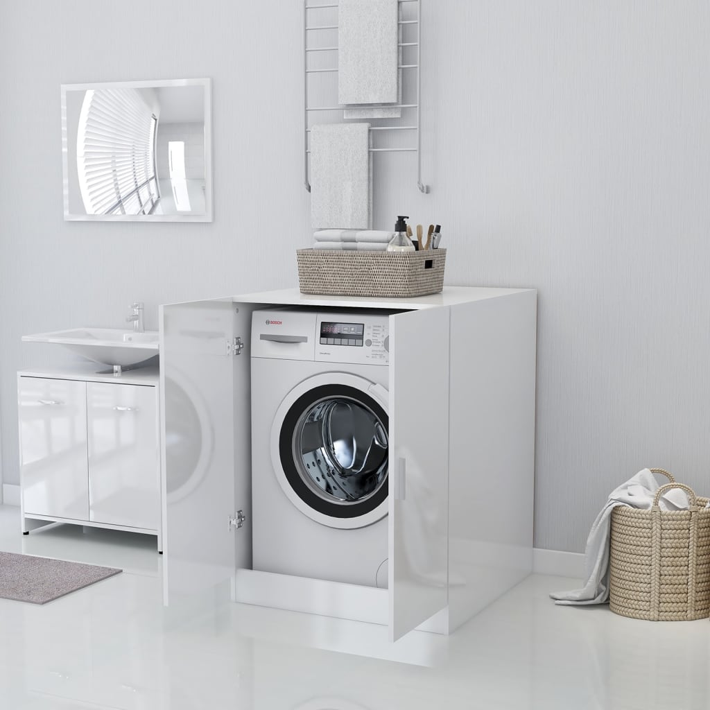 vidaXL Meuble pour machine à laver Blanc brillant 71x71,5x91,5 cm