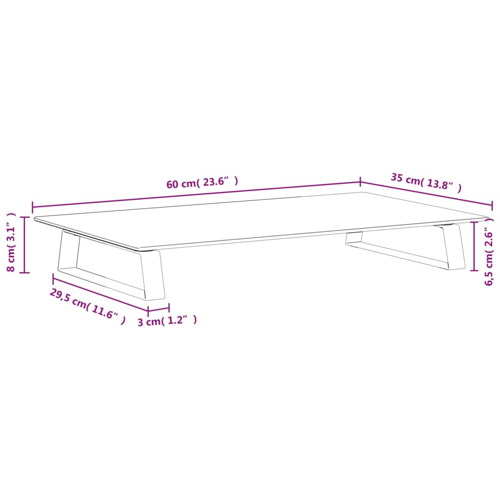 vidaXL Support de moniteur blanc 60x35x8 cm verre trempé et métal