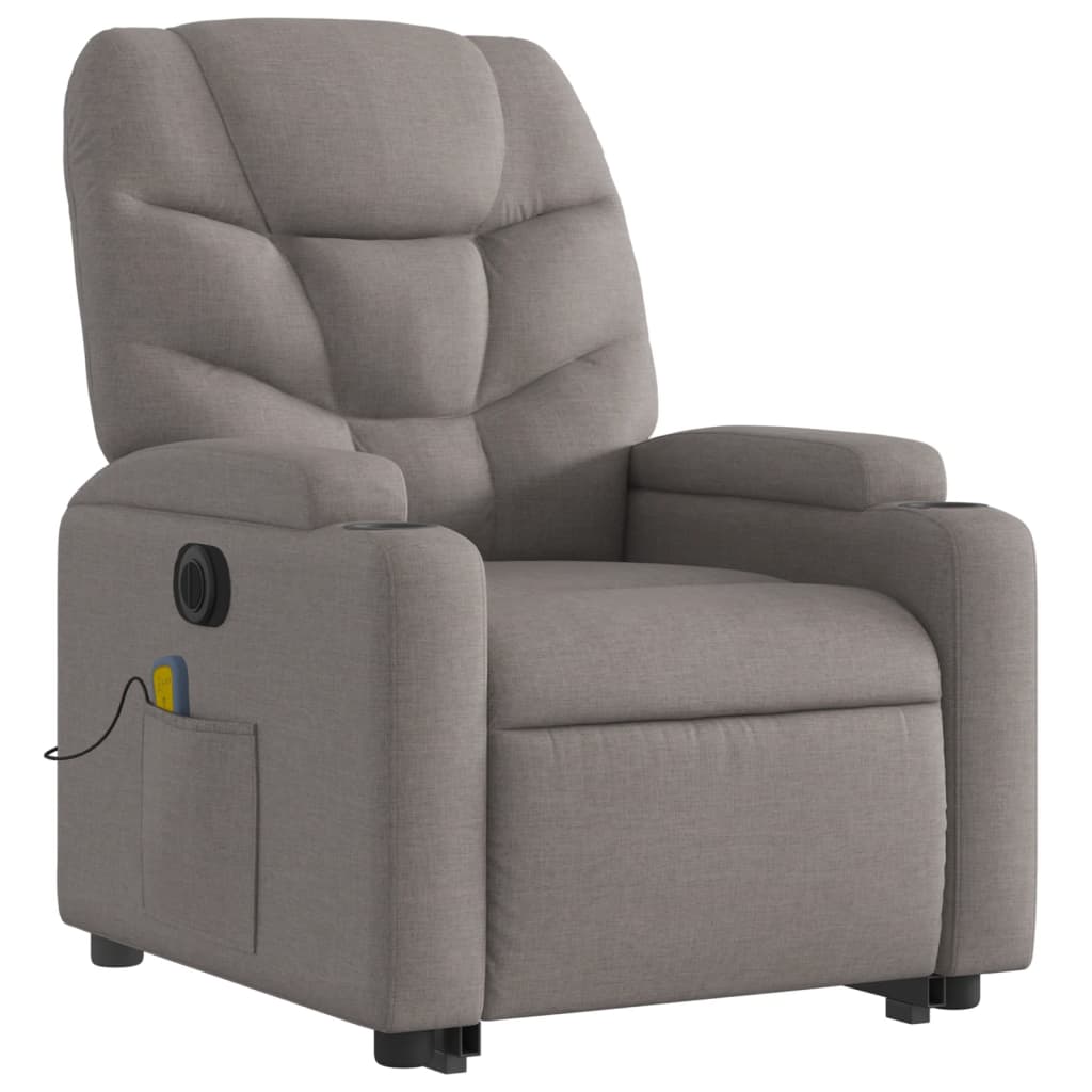 vidaXL Fauteuil inclinable de massage électrique Taupe Tissu