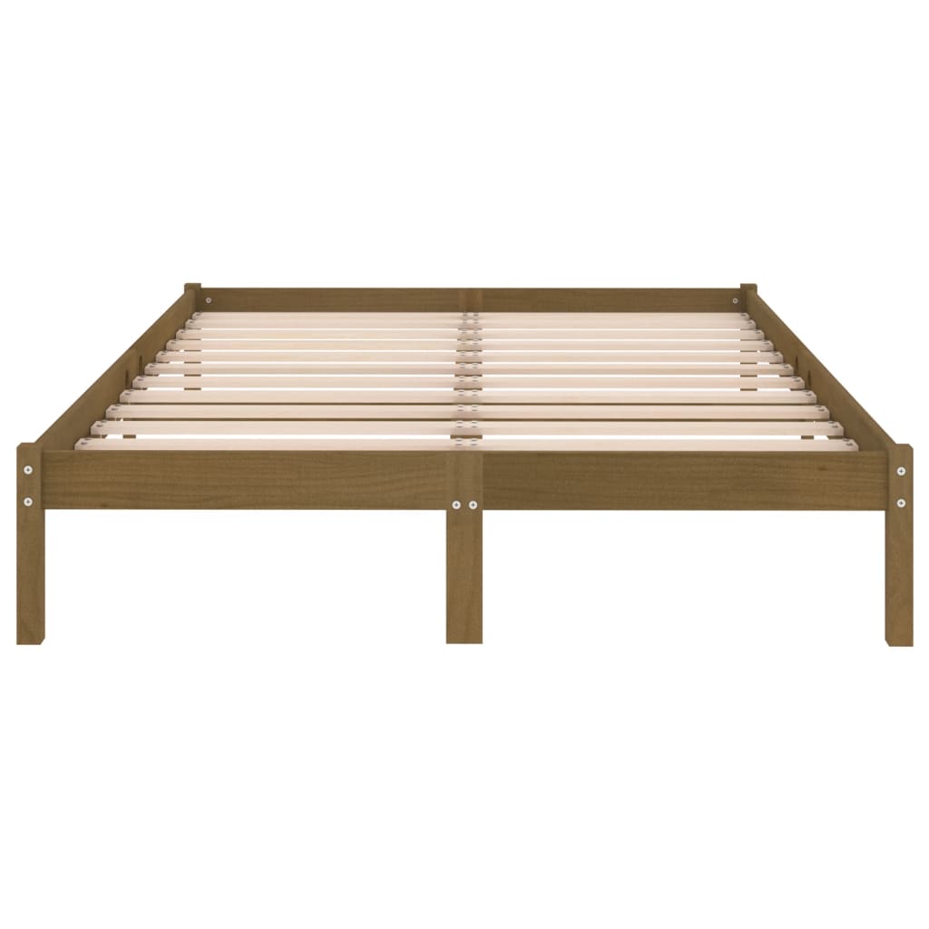 vidaXL Cadre de lit Marron miel Bois de pin massif 140x200 cm