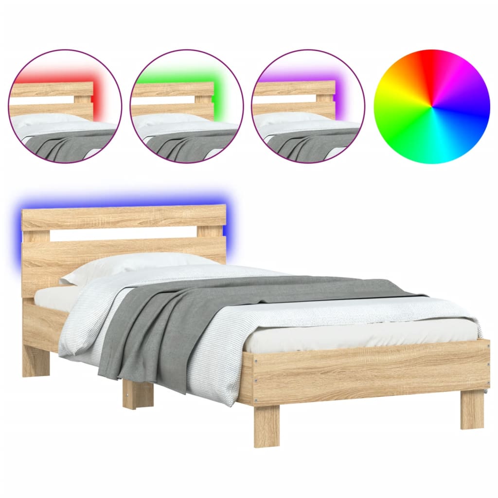 vidaXL Cadre de lit sans matelas avec lumières LED 90x200 cm