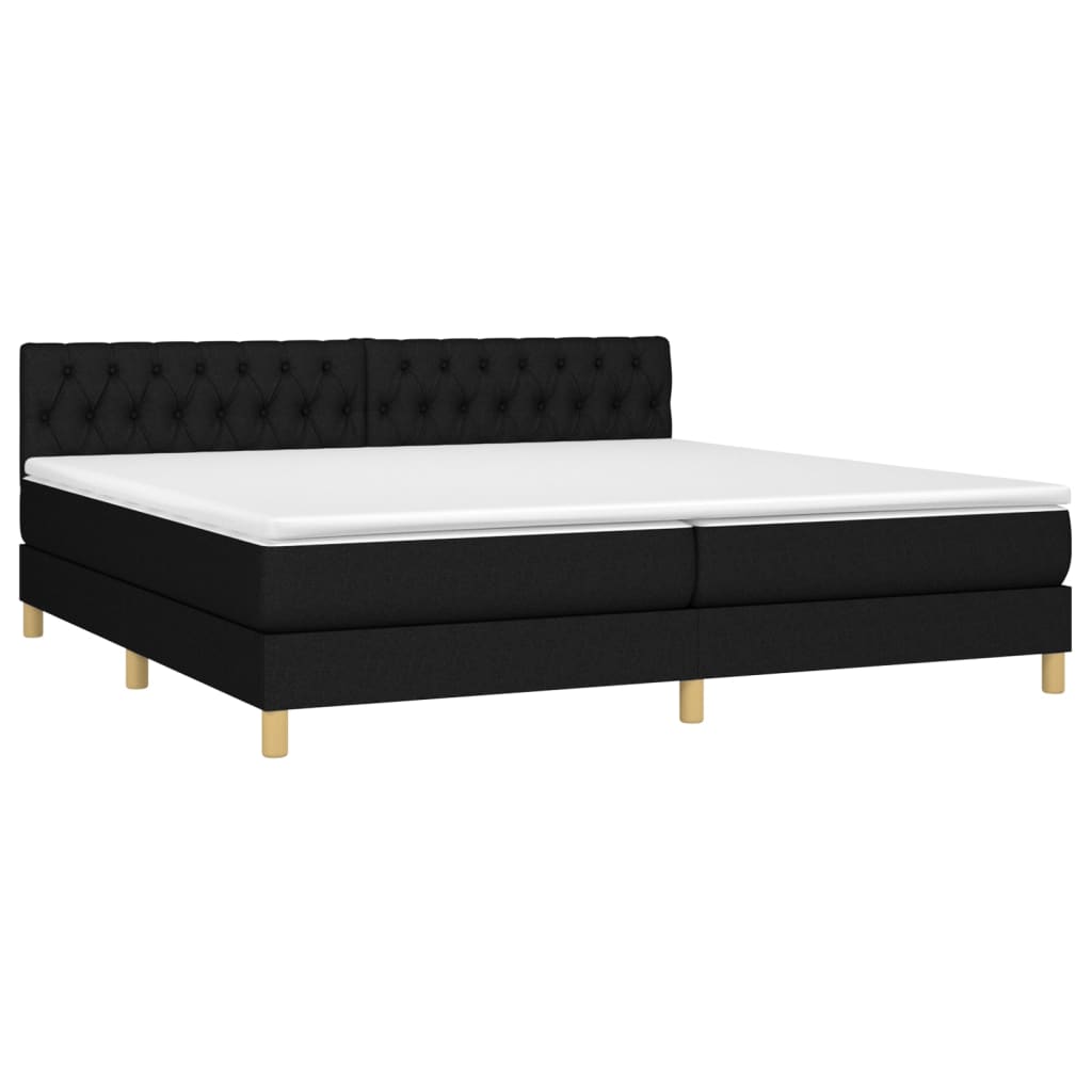 vidaXL Sommier à lattes de lit avec matelas Noir 200x200 cm Tissu