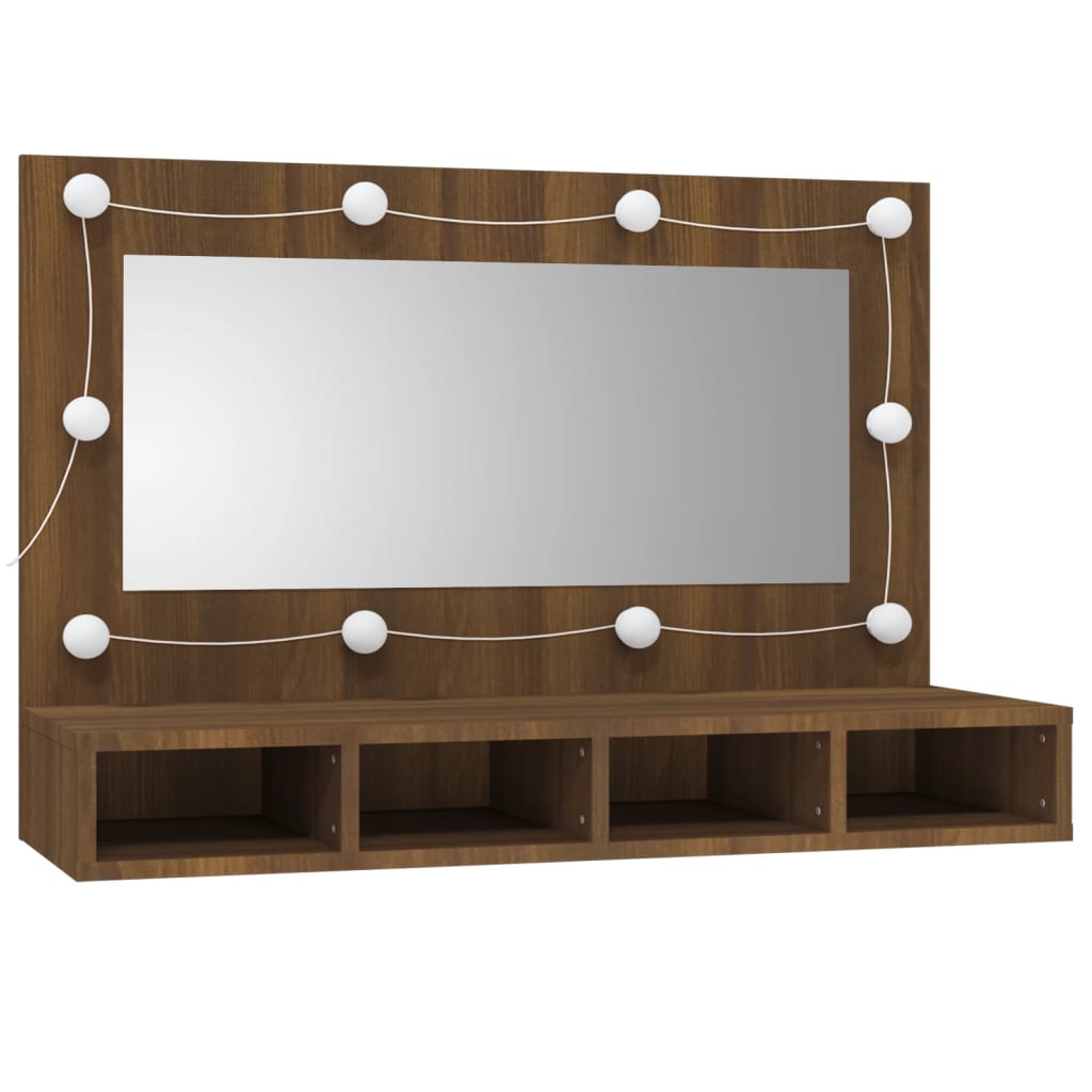 vidaXL Armoire à miroir avec LED Chêne marron 90x31,5x62 cm