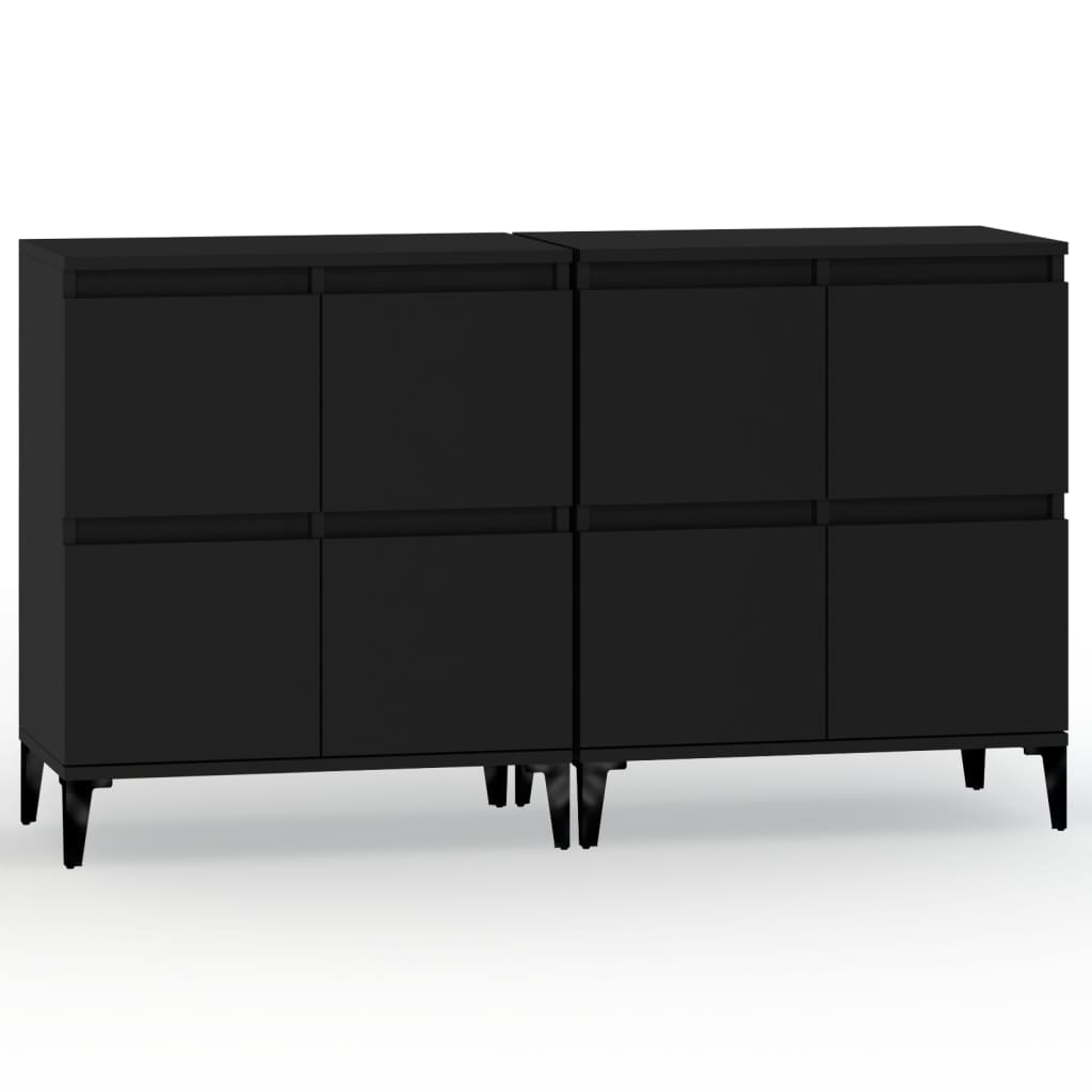 vidaXL Buffets 2 pcs noir 60x35x70 cm bois d'ingénierie