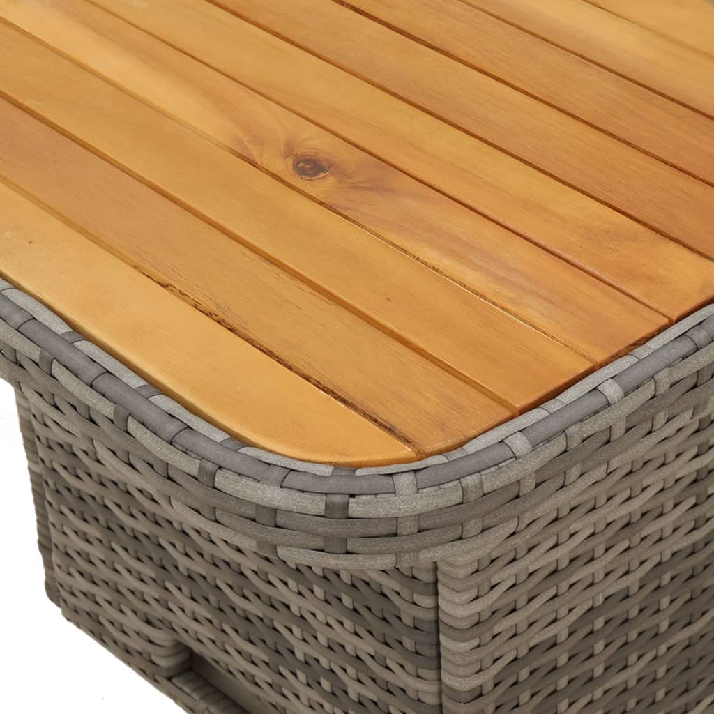 vidaXL Table de jardin gris 90x55x71cm Résine tressée et bois d'acacia
