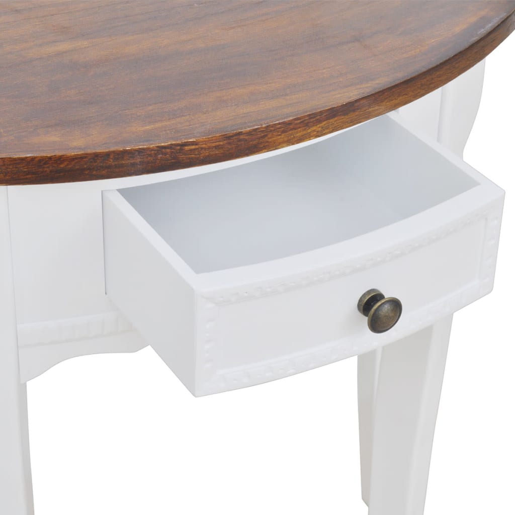 vidaXL Table console avec tiroir et dessus de table marron Demi-ronde