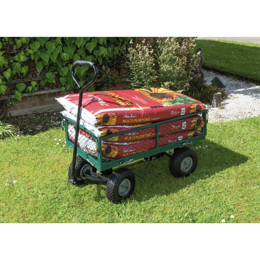 Draper Tools Chariot de jardin maille Acier 86,5x46,5x21 cm Vert/noir