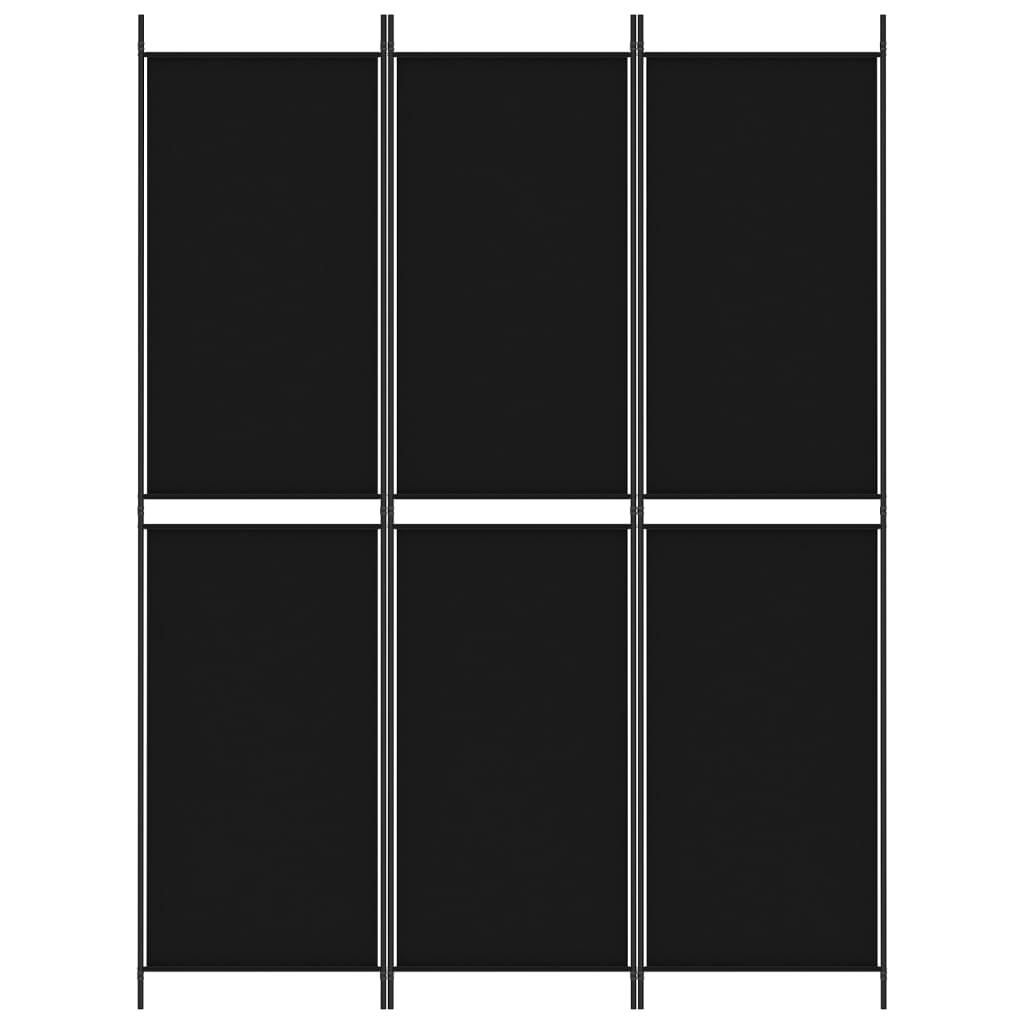 vidaXL Cloison de séparation 3 panneaux Noir 150x200 cm Tissu