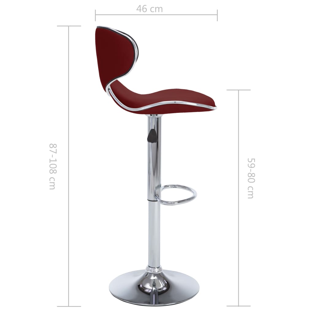 vidaXL Tabourets de bar lot de 2 rouge bordeaux similicuir