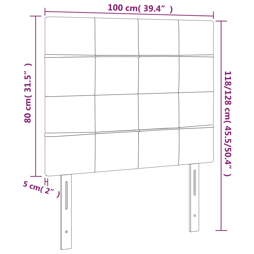 vidaXL Têtes de lit 2 pcs Noir 100x5x78/88 cm Tissu