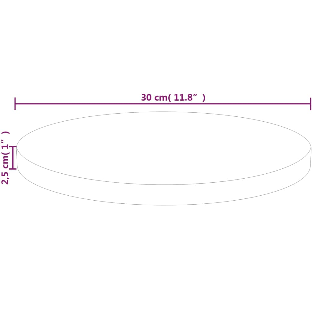 vidaXL Dessus de table rond Ø30x2,5 cm Bois de chêne massif non traité