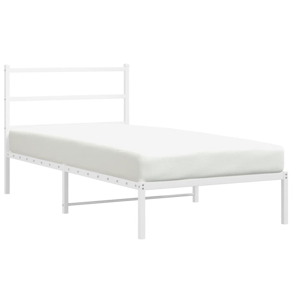 vidaXL Cadre de lit métal sans matelas et tête de lit blanc 100x200 cm