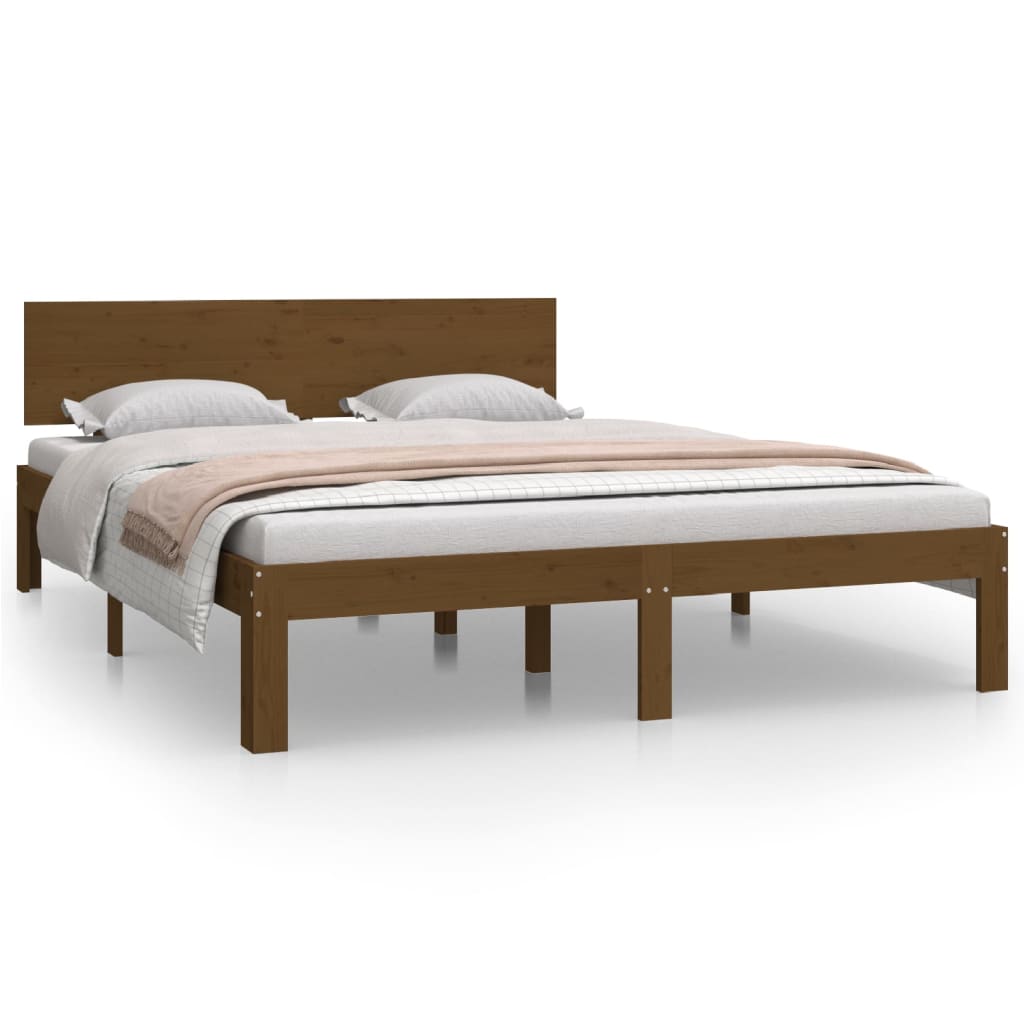 vidaXL Cadre de lit sans matelas marron miel pin massif 140x200 cm