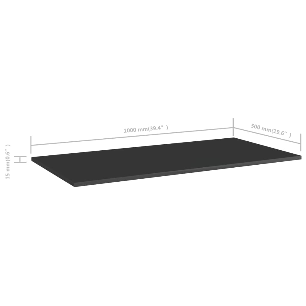vidaXL Panneaux bibliothèque 4pcs Noir brillant 100x50x1,5cm Aggloméré
