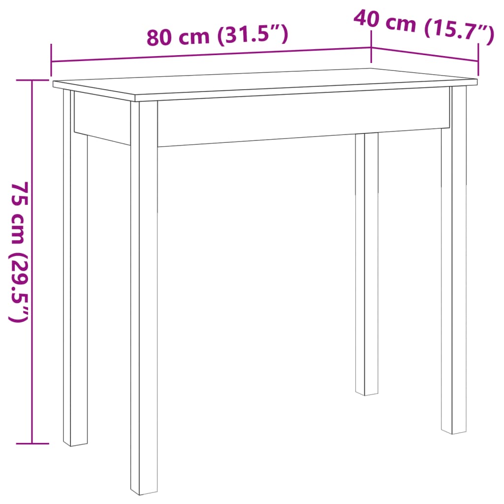 vidaXL Table console marron miel 80x40x75 cm bois massif de pin