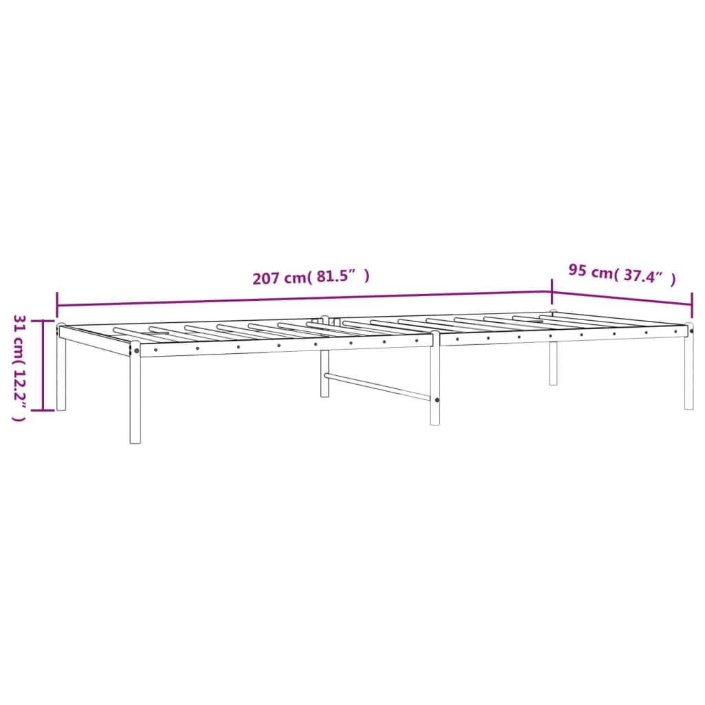 vidaXL Cadre de lit métal sans matelas blanc 90x200 cm