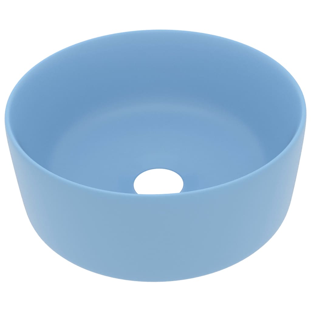 vidaXL Lavabo rond de luxe Bleu clair mat 40x15 cm Céramique