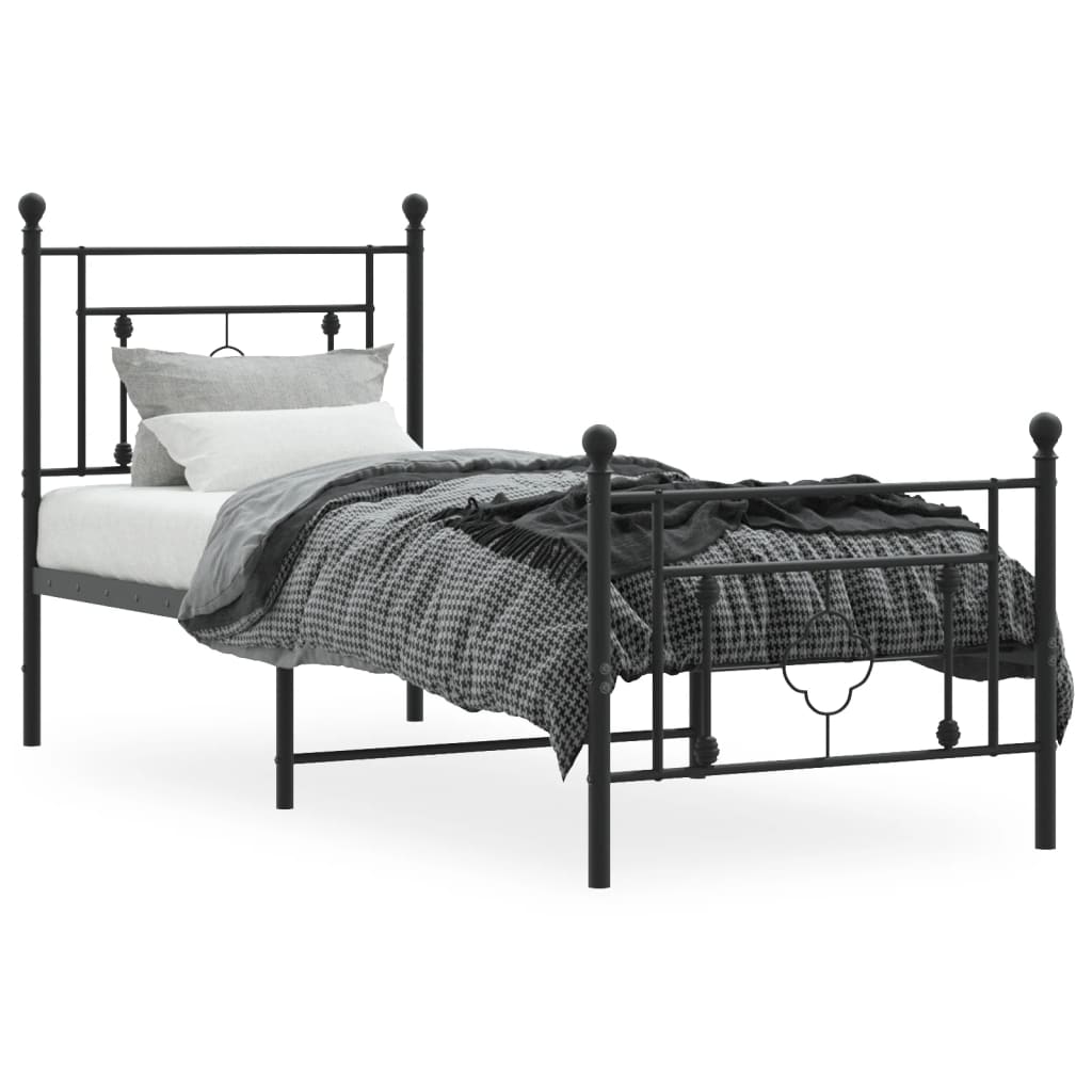 vidaXL Cadre de lit métal sans matelas avec pied de lit noir 80x200 cm