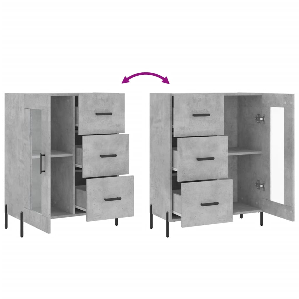 vidaXL Buffet gris béton 69,5x34x90 cm bois d'ingénierie