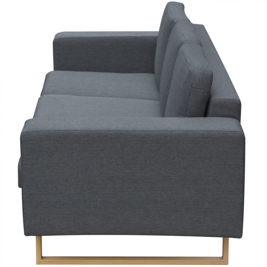 vidaXL Canapé avec 3 places Tissu Gris foncé